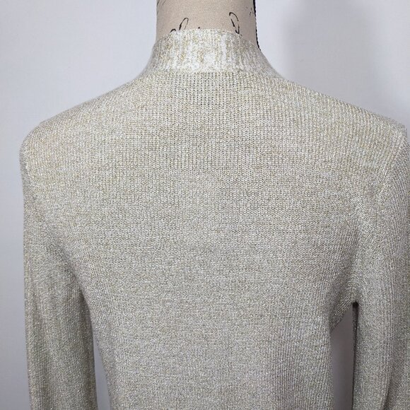 NWT Ann Taylor Shimmer Open Cardigan Sweater Tan Golden Festive XS - Picture 7 of 11